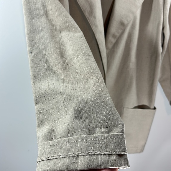 Laura Tyler Vintage Blazer Suit Jacket Taupe Oversized Baggy Cropped Sleeve - Picture 3 of 8